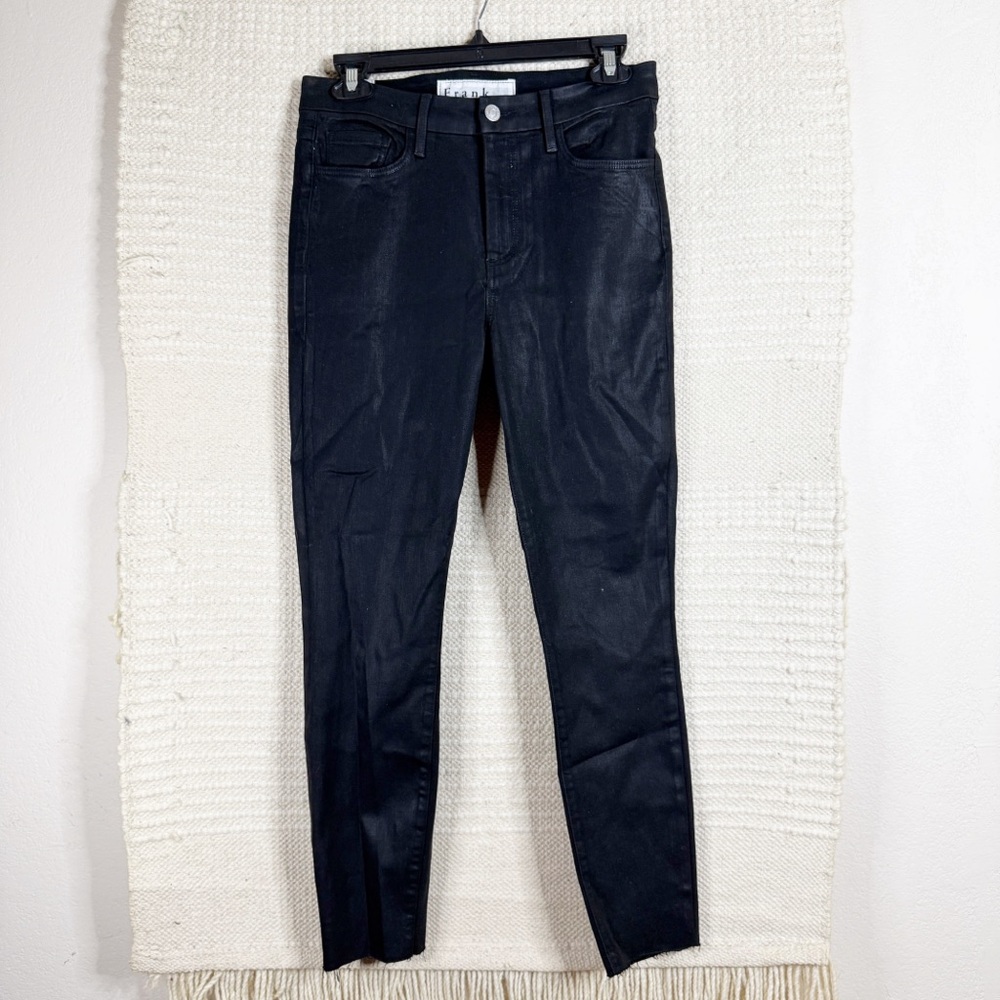 FRANK & EILEEN black wax coated Sligo high rise jeans SIZE 28